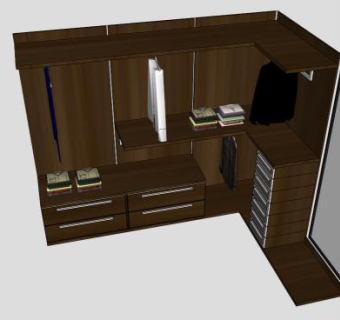 古典型L型衣柜SU模型下载_sketchup草图大师SKP模型