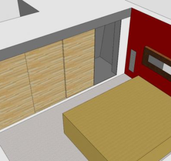 卧室壁柜推拉门衣柜SU模型下载_sketchup草图大师SKP模型