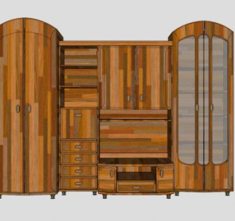 实木综合体衣柜SU模型下载_sketchup草图大师SKP模型