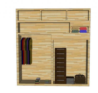 现代橡木衣柜SU模型下载_sketchup草图大师SKP模型