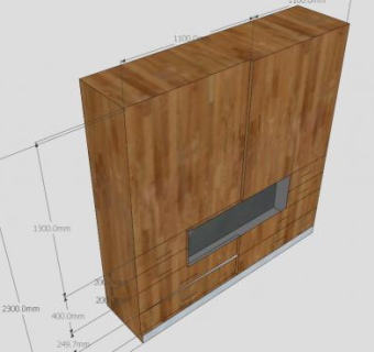 实木平开门衣柜SU模型下载_sketchup草图大师SKP模型