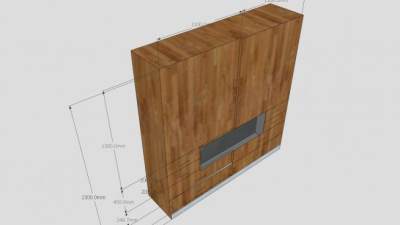 实木平开门衣柜SU模型下载_sketchup草图大师SKP模型