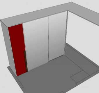 现代推拉门式衣柜SU模型下载_sketchup草图大师SKP模型