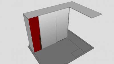 现代推拉门式衣柜SU模型下载_sketchup草图大师SKP模型