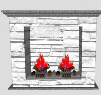 室内燃木壁炉SU模型下载_sketchup草图大师SKP模型