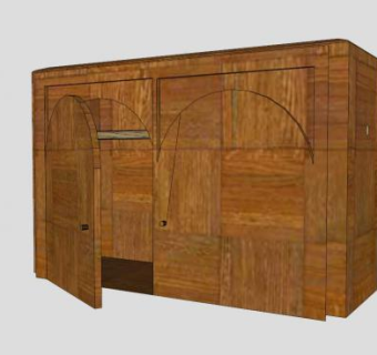 实木复古双开门衣柜SU模型下载_sketchup草图大师SKP模型