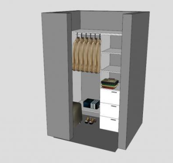 现代家居紫色衣柜SU模型下载_sketchup草图大师SKP模型