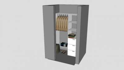 现代家居紫色衣柜SU模型下载_sketchup草图大师SKP模型