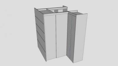 现代衣橱白色衣柜SU模型下载_sketchup草图大师SKP模型