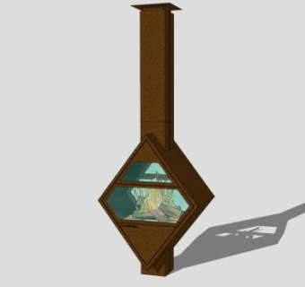 木质烟囱壁炉SU模型下载_sketchup草图大师SKP模型
