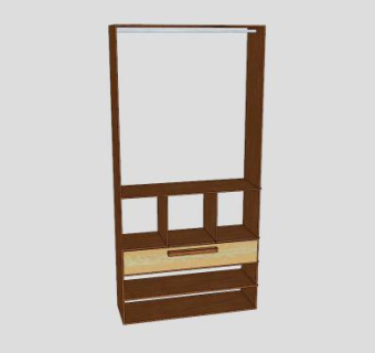 杉木板敞开衣柜SU模型下载_sketchup草图大师SKP模型