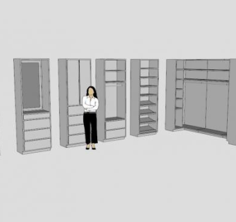卧室白色衣橱衣柜SU模型下载_sketchup草图大师SKP模型