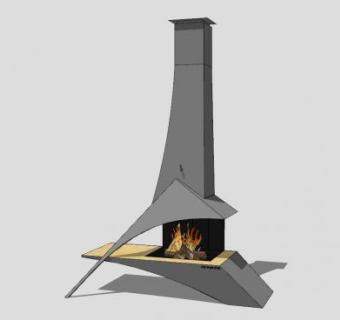 现代风格金属壁炉SU模型下载_sketchup草图大师SKP模型