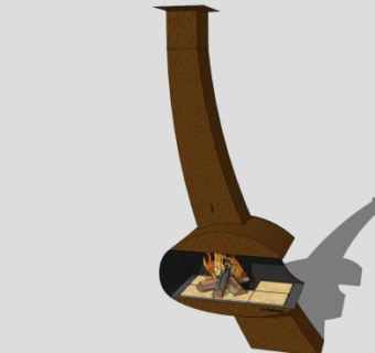 壁式独立式金属壁炉SU模型下载_sketchup草图大师SKP模型