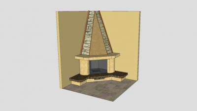 古典墙角壁炉SU模型下载_sketchup草图大师SKP模型