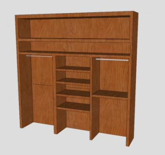 实木双滑门衣柜SU模型下载_sketchup草图大师SKP模型