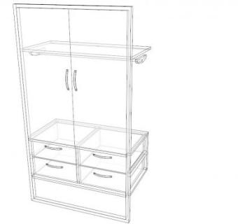 双开平开门式衣柜SU模型下载_sketchup草图大师SKP模型