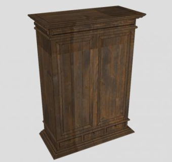 古典型平开门式衣柜SU模型下载_sketchup草图大师SKP模型