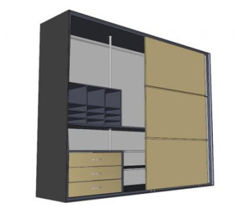 简约双滑门衣柜SU模型下载_sketchup草图大师SKP模型