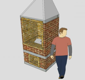 烤箱石砖壁炉SU模型下载_sketchup草图大师SKP模型