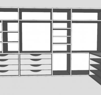 现代隔断白色衣橱SU模型下载_sketchup草图大师SKP模型