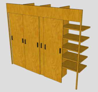 卧室平开门式衣柜SU模型下载_sketchup草图大师SKP模型