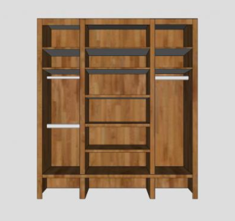 实木衣鞋柜子SU模型下载_sketchup草图大师SKP模型