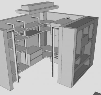 白色衣橱卧室衣柜SU模型下载_sketchup草图大师SKP模型