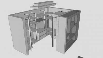 白色衣橱卧室衣柜SU模型下载_sketchup草图大师SKP模型