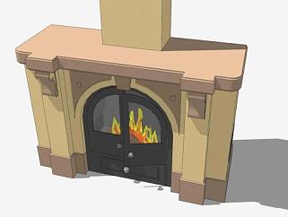 室内烟囱壁炉SU模型下载_sketchup草图大师SKP模型