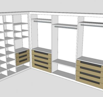 转角白色衣柜SU模型下载_sketchup草图大师SKP模型