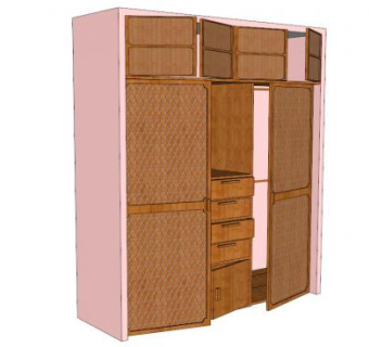 田园风简约衣柜SU模型下载_sketchup草图大师SKP模型