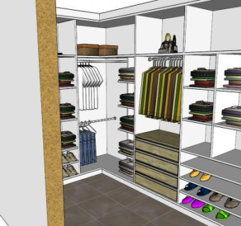 白色现代隔断衣柜壁橱SU模型下载_sketchup草图大师SKP模型