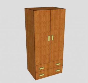 实木双开门衣柜壁橱SU模型下载_sketchup草图大师SKP模型