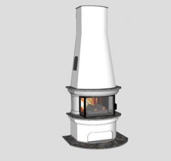 现代独立式燃木壁炉SU模型下载_sketchup草图大师SKP模型