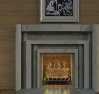 嵌墙式大理石壁炉SU模型下载_sketchup草图大师SKP模型
