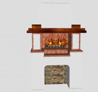 现代砌石壁炉SU模型下载_sketchup草图大师SKP模型