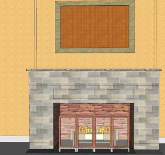 玻璃屏风和壁炉架SU模型下载_sketchup草图大师SKP模型
