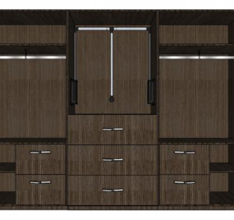 半开放式黑色衣柜SU模型下载_sketchup草图大师SKP模型