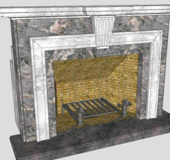 大理石瓷砖壁炉SU模型下载_sketchup草图大师SKP模型