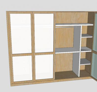 折叠型四门衣柜SU模型下载_sketchup草图大师SKP模型