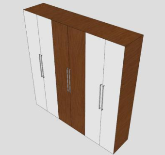 现代白棕色衣柜SU模型下载_sketchup草图大师SKP模型