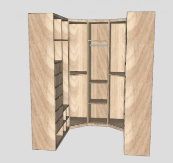 卧室壁柜U型衣柜SU模型下载_sketchup草图大师SKP模型
