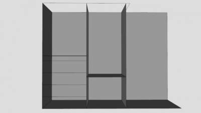 简约白色开放式衣柜SU模型下载_sketchup草图大师SKP模型