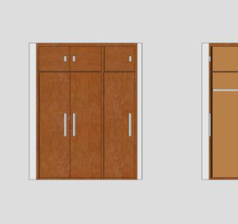 现代家居三门衣柜SU模型下载_sketchup草图大师SKP模型