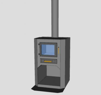 现代金属烟囱壁炉SU模型下载_sketchup草图大师SKP模型