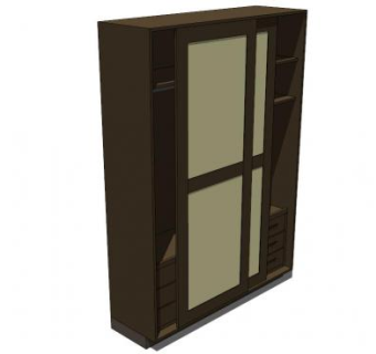 黑色滚动推拉门衣柜SU模型下载_sketchup草图大师SKP模型