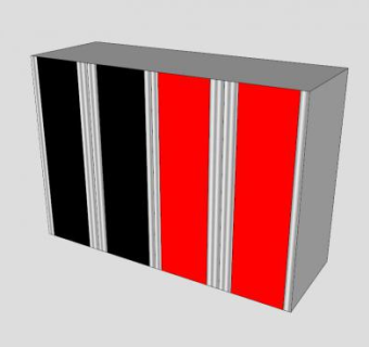 现代黑红衣柜SU模型下载_sketchup草图大师SKP模型