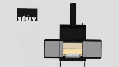 封闭式金属壁炉SU模型下载_sketchup草图大师SKP模型