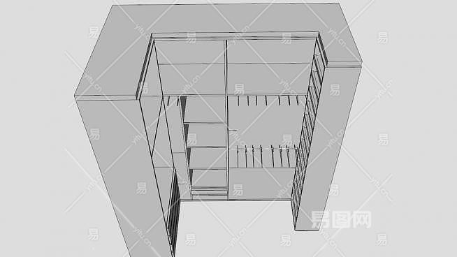 卧室转角白色衣柜su模型下载_sketchup草图大师skp模型